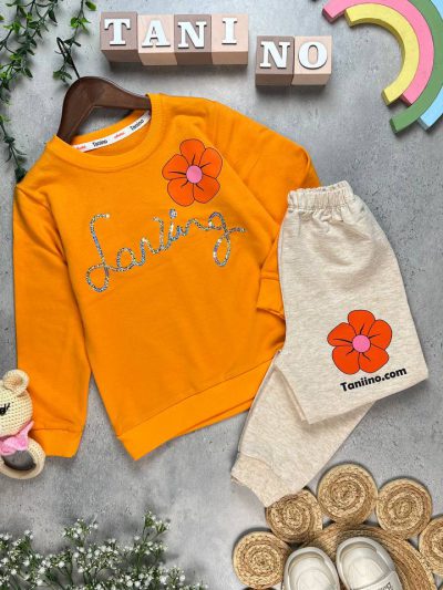 کد ۶۹۲ سایز ۴۰/۴۵ طرح گل پولک دار دخترانه