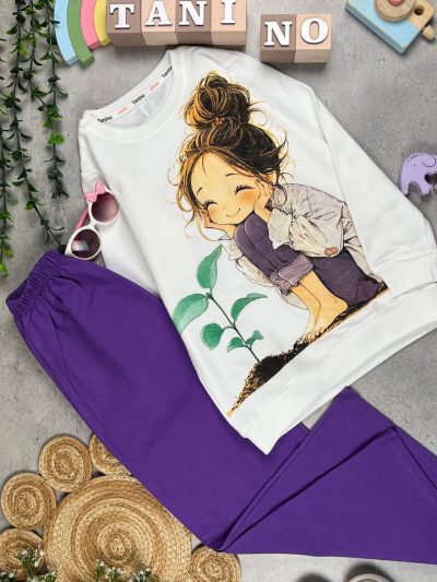 کد ۵۱۰۸ سایز ۵۵/۶۰/۶۵ ست دخترانه با شلوار لنین مجلسی