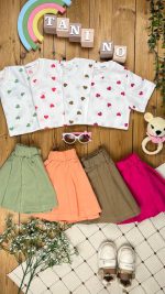 کد ۹۳۲ سایز ۴۰/۴۵ ست دخترانه با دامن قلب - Image 2