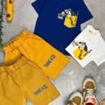 کد 5136 سایز 35 تا 40 تا 45 ست پسرانه طرح سیلوستر با شلوارک کتان