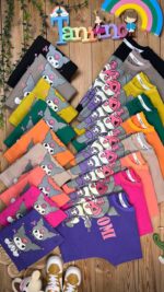 کد 779 سایز 55 تا 60 ست دخترانه کورومی رنگی پارچه تمام لنین - Image 2