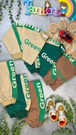 کد ۷۲۲ سایز ۵۰ ۵۵ ست پسرانه طرح green پارچه دورس - Image 2