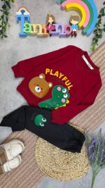 کد ۵۲۱۹ سایز ۳۵.40.45 ست پسرانه طرح دایناسور playfull پارچه پنبه دورس