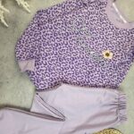 کد 1029 سایز 60 تا 65 ست دخترانه پلنگی رنگی لاتینی پارچه پنبه دورس
