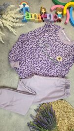 کد 1029 سایز 60 تا 65 ست دخترانه پلنگی رنگی لاتینی پارچه پنبه دورس