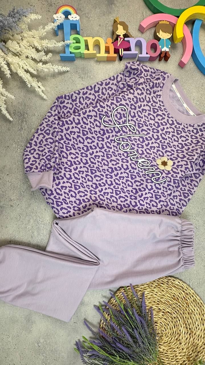 IMG_20251029_171151_524 کد 1029 سایز 60 تا 65 ست دخترانه پلنگی رنگی لاتینی پارچه پنبه دورس - تصویر 1