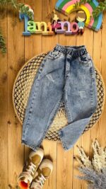 کد 3049 سایز 55 تا 80 شلوار لی پسرانه گلدوزی دار طرح رندوم پارچه اعلا - Image 3