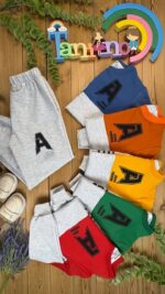 کد 0242 سایز 60 تا 65 ست پسرانه طرح A پارچه دورس ملانژ گلکسی - Image 2