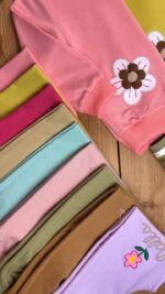 کد 5244 سایز 40 تا 45 ست دخترانه طرح گل پارچه پنبه دورس - Image 3