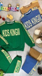کد 0245 سایز 50تا55 ست پسرانه طرح KIDS KINGII پارچه پنبه دورس - Image 2