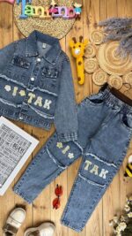 کد 3054 سایز 45 تا 60 کت شلوار لی اسپرت طرح دار جنس اعلا اقتصادی - Image 4