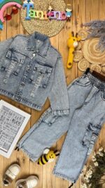 کد 3054 سایز 45 تا 60 کت شلوار لی اسپرت طرح دار جنس اعلا اقتصادی - Image 9