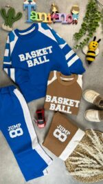 کد ۷۰۷۵ سایز ۶۰تا۶۵ ست پسرانه طرح basket پارچه پنبه دورس با کیفیت - Image 2