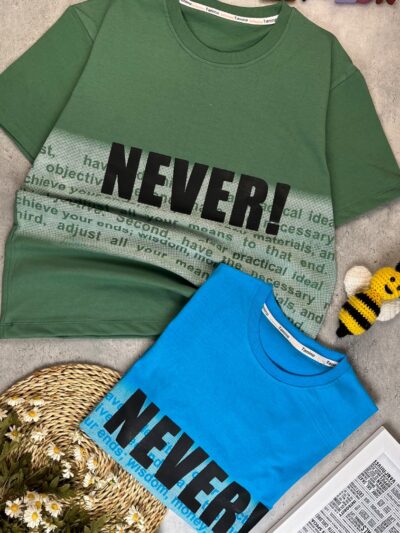 کد *** تیشرت تک مردانه لش سایز m.l.xl.xxl  پارچه ماکان گرم بالا طرح never