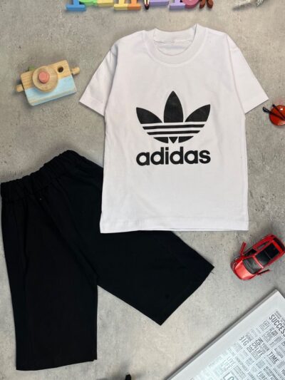 کد ۱۰۰۱ سایز ۴۰/۴۵  تيشرت شلوارك پسرانه طرح Adidas پارچه یکرو پنبه سوپر  با کیفیت عالی