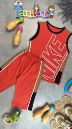 کد ۷۱۰۲ سایز ۵۰/۵۵ تاپ شلوارک پسرانه طرح nike پارچه یکرو پنبه با کیفیت عالی
