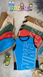 کد ۷۱۰۲ سایز ۵۰/۵۵ تاپ شلوارک پسرانه طرح nike پارچه یکرو پنبه با کیفیت عالی - Image 2