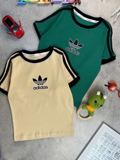 کد ۲۴۶۸ ❌️فری سایز❌️ تیشرت تک زنانه طرح adidas پارچه کش پنبه با کیفیت بینظیر ()