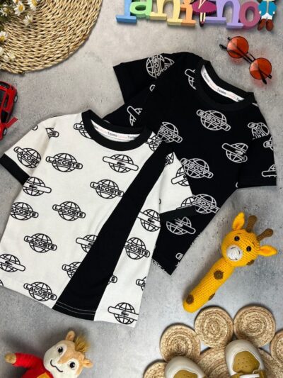 کد ۹۵۵ سایز ۴۵ تا ۵۰ تیشرت تک پسرانه طرح LACOSTE پارچه جودون چاپی با کیفیت عالی