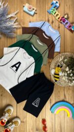کد ۷۱۲۶ سایز ۴۰ تا ۴۵ تیشرت شلوارک پسرانه طرح A پارچه یکرو پنبه با کیفیت عالی - Image 2