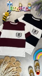 کد ۷۱۲۸ سایز ۶۰ تا ۶۵ تیشرت تک پسرانه طرح BALENCIAGA پارچه یکرو پنبه با کیفیت عالی
