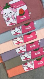 کد ۳۴۸۶ سایز ۳۵ تا ۴۰ تیشرت شلوارک دخترانه طرح milk پارچه یکرو پنبه با کیفیت عالی - Image 2