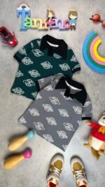 کد ۹۵۴ سایز ۳۵ تا ۴۰ تیشرت تک یقه دار پسرانه طرح LACOSTE پارچه جودون چاپی با کیفیت عالی