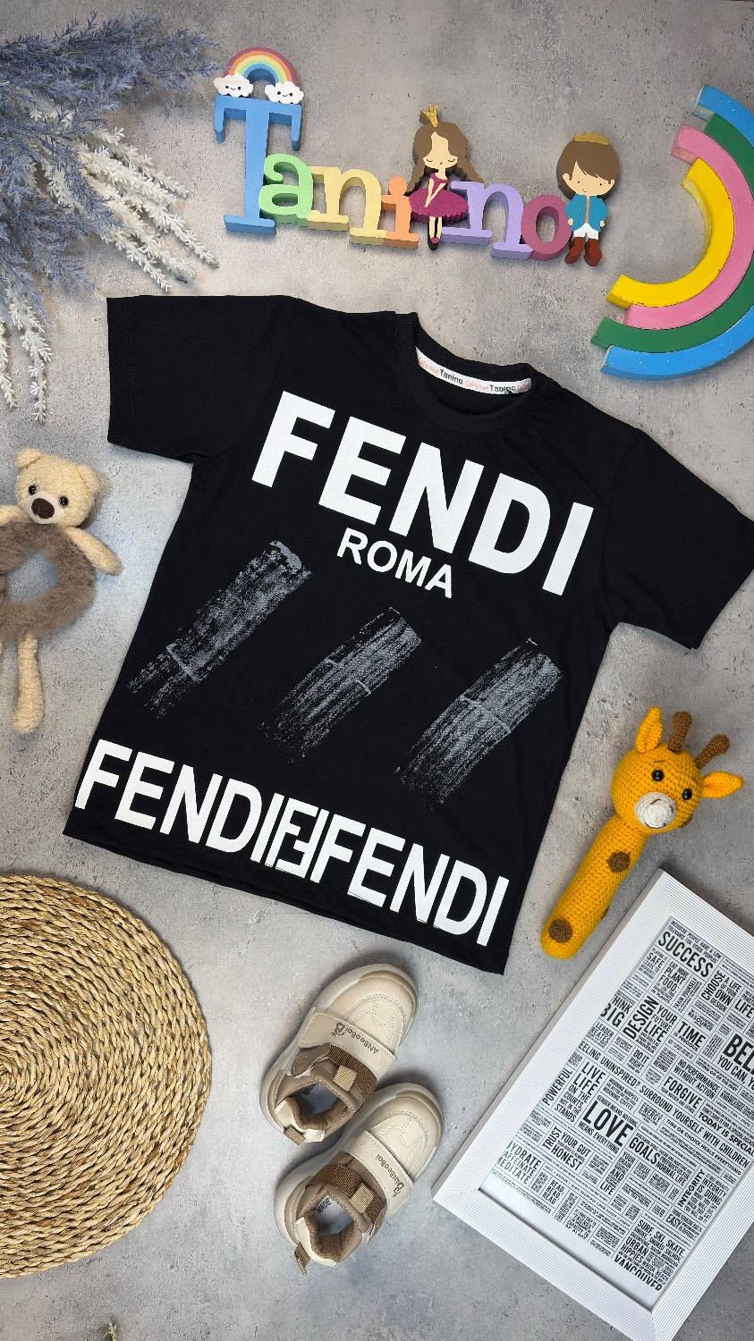 IMG_20260520_161419 کد ۰۲۸۹ سایز ۵۰ تا ۵۵ تیشرت تک پسرانه طرح FENDI پارچه یکرو پنبه با کیفیت عالی - Image 1