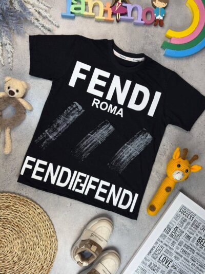 کد ۰۲۸۹ سایز ۶۰ تا ۶۵ تیشرت تک پسرانه طرح FENDI پارچه یکرو پنبه با کیفیت عالی