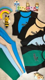 کد ۷۱۳۵ ❌️ فری سایز ❌️ تاپ و شلوار زنانه طرح PUMA پارچه کش سوزن خالی با کیفیت بینظیر - Image 2