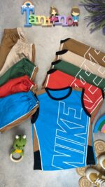 کد ۷۱۰۲ سایز ۴۰ تا ۴۵ تاپ و شلوارک پسرانه طرح NIKE پارچه یکرو پنبه با کیفیت عالی - Image 3