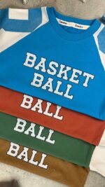 کد ۷۰۹۶ سایز ۵۰/۵۵ تیشرت شلوارک پسرانه طرح BASKET BALL پارچه یکرو پنبه سوپر با کیفیت عالی - Image 3