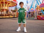 کد ۷۰۹۶ سایز ۵۰/۵۵ تیشرت شلوارک پسرانه طرح BASKET BALL پارچه یکرو پنبه سوپر با کیفیت عالی - Image 2