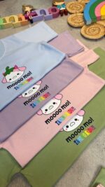 کد 5400 سایز ۳۰/۳۵ تیشرت شلوارک دخترانه طرح گاو پارچه یکرو پنبه سوپر با کیفیت عالی - Image 3