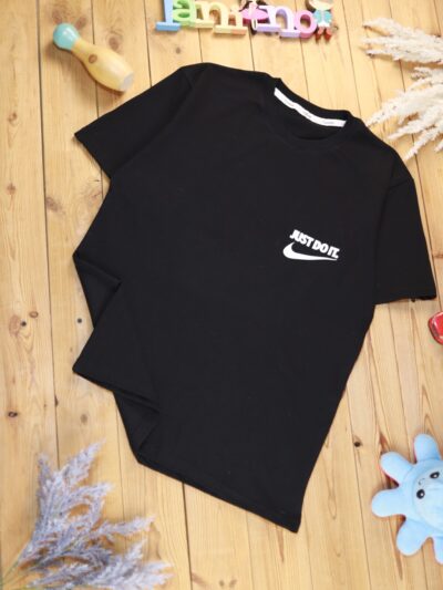 کد ۱۱۶۴ سایز M/L/XL/XXL تیشرت تک مردانه طرح JUST DOIT پارچه یکرو پنبه ماکان با کیفیت عالی