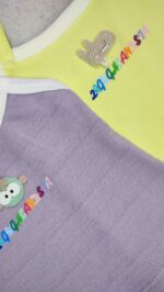 کد ۱۱۳۲ سایز ۴۰ تا ۴۵ تاپ شلوارک دخترانه طرح نوشته رنگی پارچه کش پنبه با کیفیت عالی - Image 3