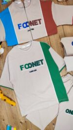 کد ۹۵۳ سایز ۶۰ تا ۶۵ تیشرت شلوارک پسرانه طرح foonet پارچه پنبه یکرو گرم بالا با کیفیت عالی - Image 2