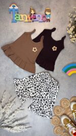 کد ۰۳۲۰ سایز 30تا۳۵ تاپ چین دار با شلوارک چین دار پارچه کش فانریپ - Image 2