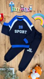 کد ۰۳۶۶ سایز 60/65 ست پسرانه طرح sport پارچه دورس ۳ نخ پنبه حوله ای با کیفیت عالی
