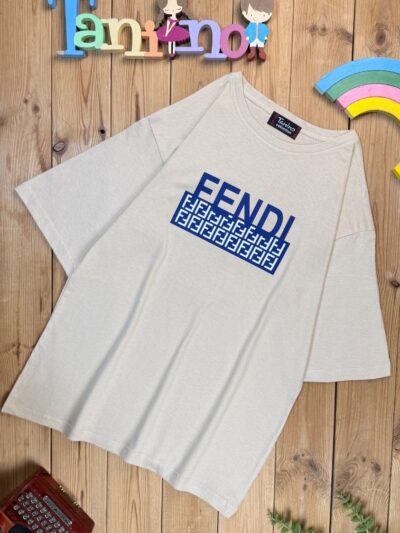 کد ۲۴۷۴ ❌️ فری سایز❌️ تیشرت تک زنانه طرح fendi پارچه یکرو پنبه سوپر با کیفیت عالی❌️❌️ چاپ تیشرت رندوم ❌️❌️